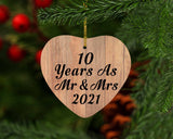 10 Years As Mr & Mrs 2021 - Heart Ornament C