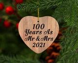 100 Years As Mr & Mrs 2021 - Heart Ornament C