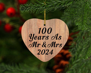 100 Years As Mr & Mrs 2024 - Heart Ornament C