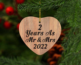 2 Years As Mr & Mrs 2022 - Heart Ornament C