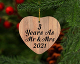 3 Years As Mr & Mrs 2021 - Heart Ornament C