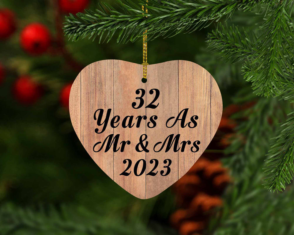 32 Years As Mr & Mrs 2023 - Heart Ornament C