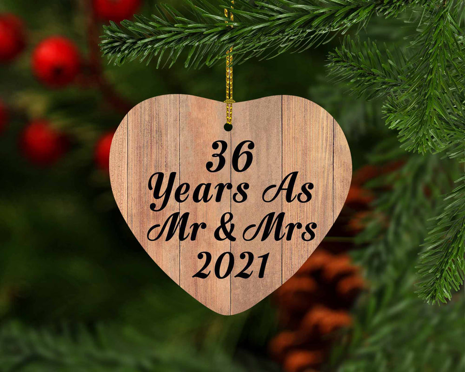 36 Years As Mr & Mrs 2021 - Heart Ornament C