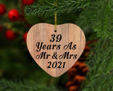 39 Years As Mr & Mrs 2021 - Heart Ornament C
