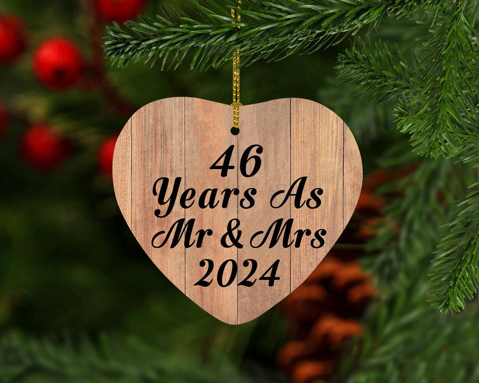 46 Years As Mr & Mrs 2024 - Heart Ornament C