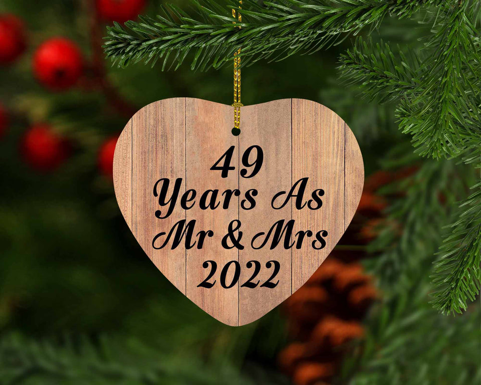 49 Years As Mr & Mrs 2022 - Heart Ornament C