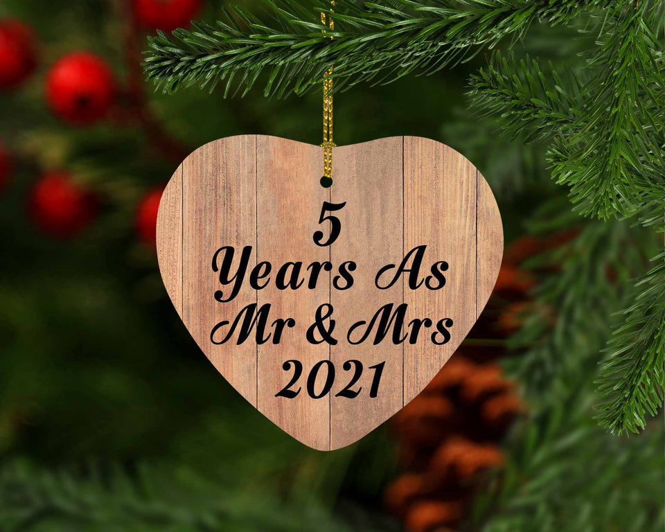 5 Years As Mr & Mrs 2021 - Heart Ornament C