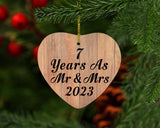 7 Years As Mr & Mrs 2023 - Heart Ornament C