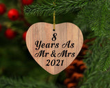 8 Years As Mr & Mrs 2021 - Heart Ornament C