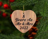 8 Years As Mr & Mrs 2022 - Heart Ornament C