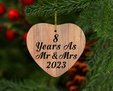 8 Years As Mr & Mrs 2023 - Heart Ornament C
