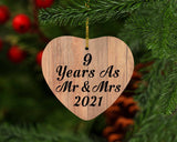 9 Years As Mr & Mrs 2021 - Heart Ornament C