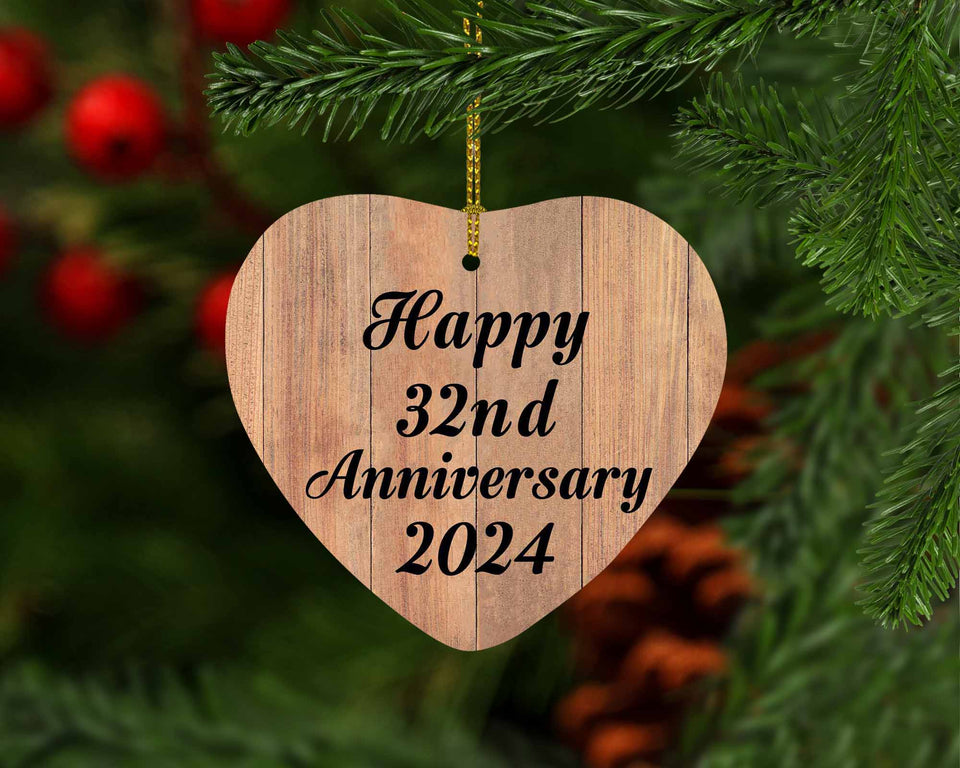 Happy 32nd Anniversary 2024 - Heart Ornament C