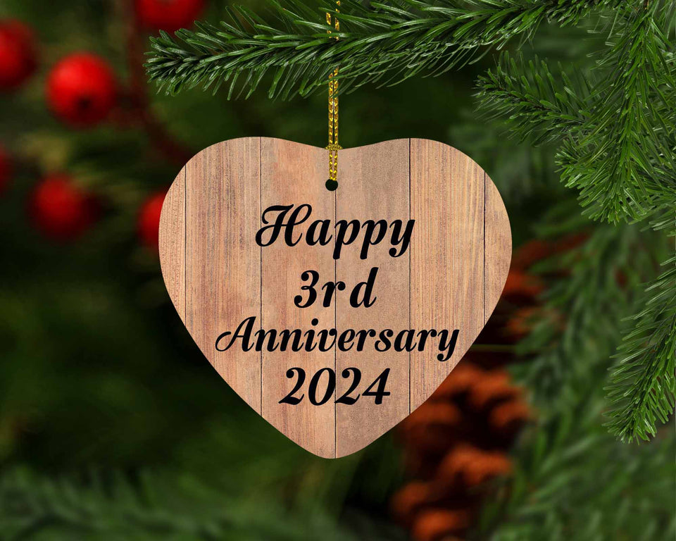 Happy 3rd Anniversary 2024 - Heart Ornament C
