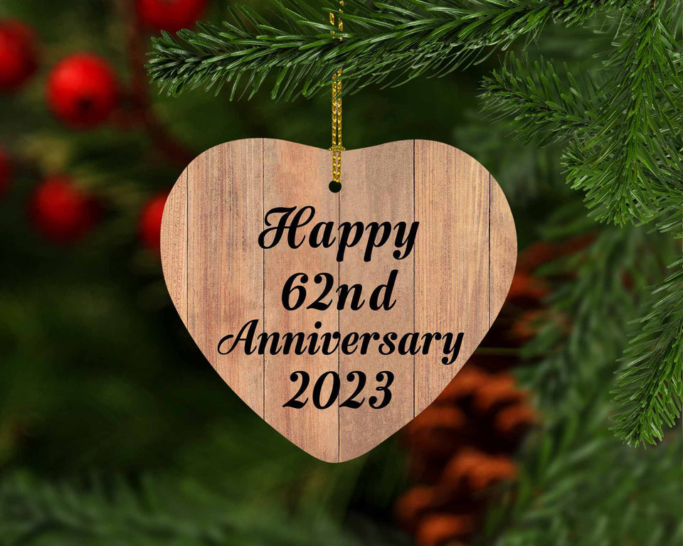 Happy 62nd Anniversary 2023 - Heart Ornament C