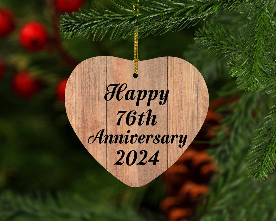 Happy 76th Anniversary 2024 - Heart Ornament C