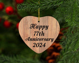 Happy 77th Anniversary 2024 - Heart Ornament C