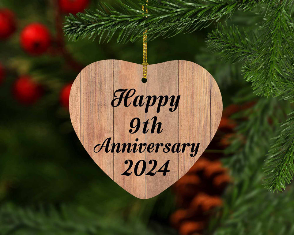 Happy 9th Anniversary 2024 - Heart Ornament C