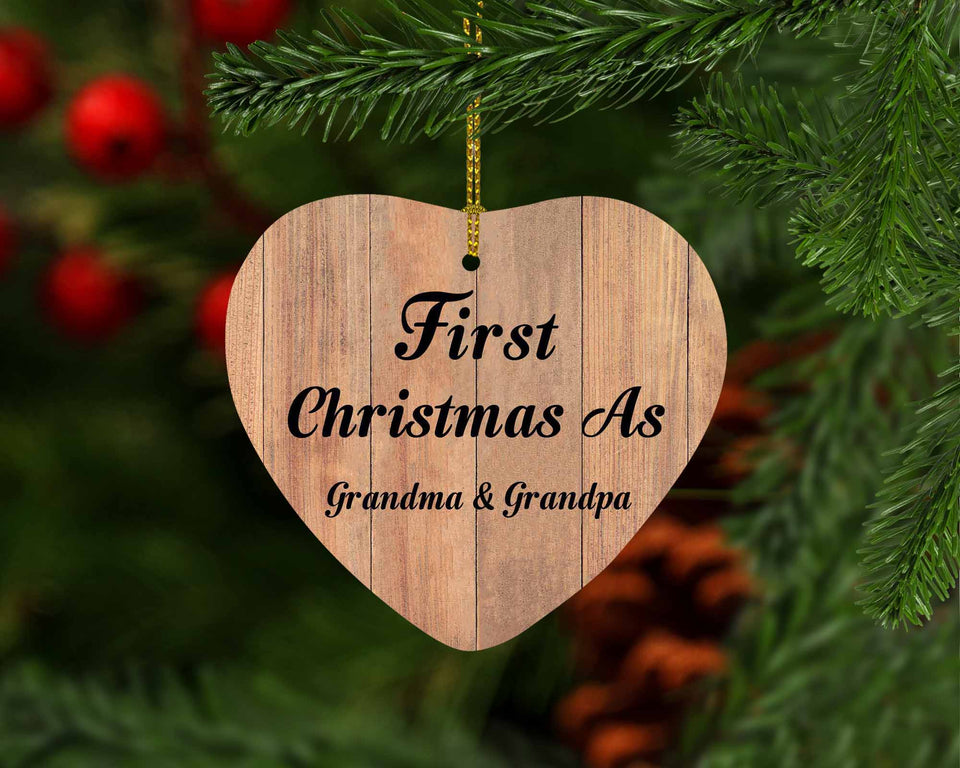 First Christmas As Grandma & Grandpa - Heart Ornament C