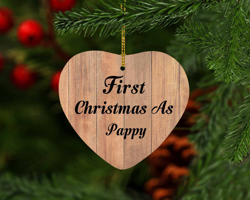 First Christmas As Pappy - Heart Ornament C