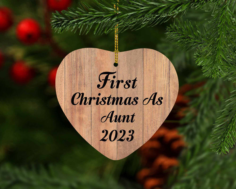 First Christmas As Aunt 2023 - Heart Ornament C