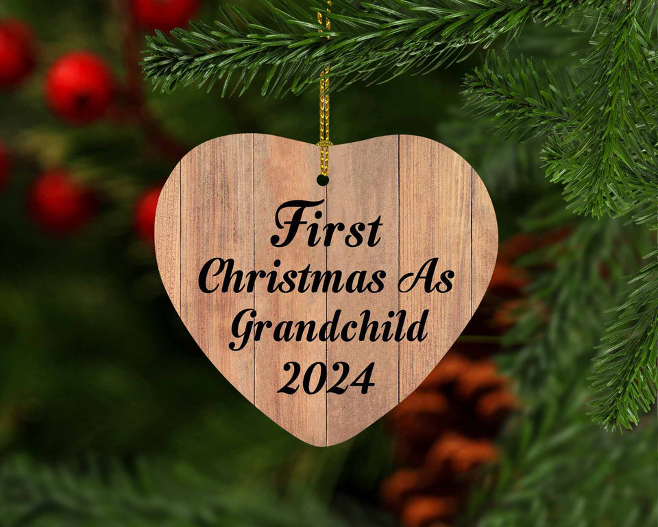 First Christmas As Grandchild 2024 - Heart Ornament C