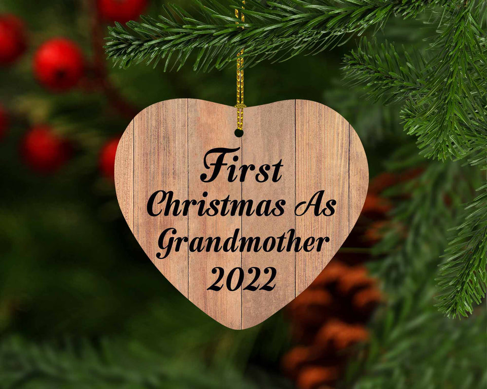 First Christmas As Grandmother 2022 - Heart Ornament C