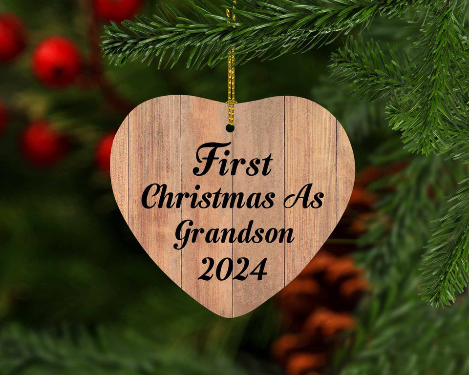 First Christmas As Grandson 2024 - Heart Ornament C