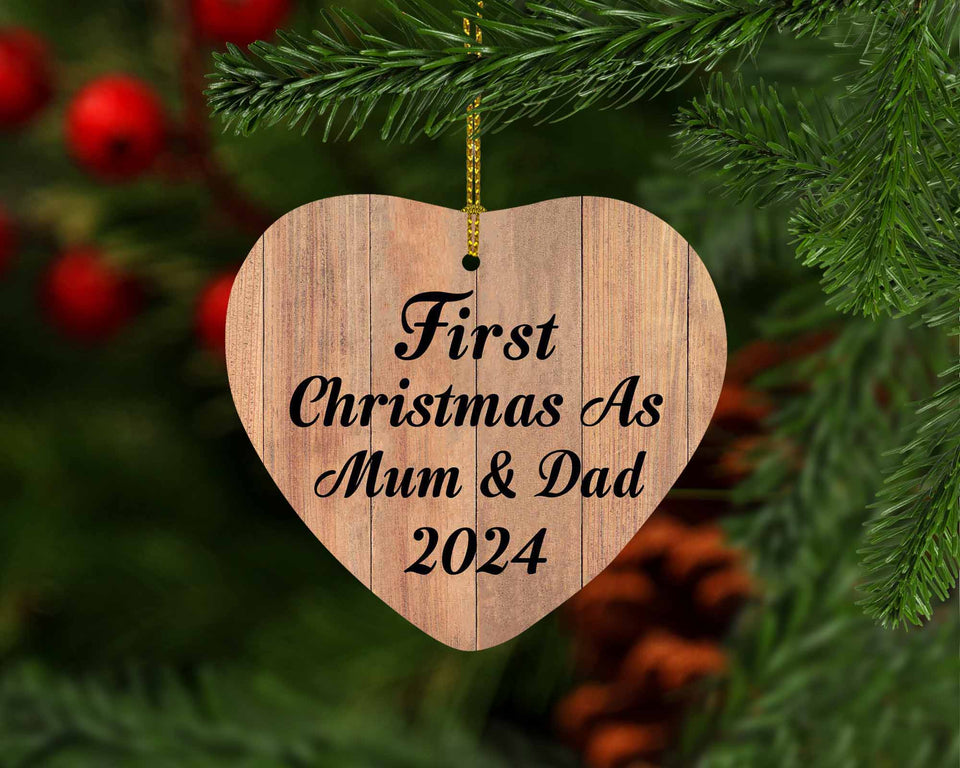 First Christmas As Mum & Dad 2024 - Heart Ornament C