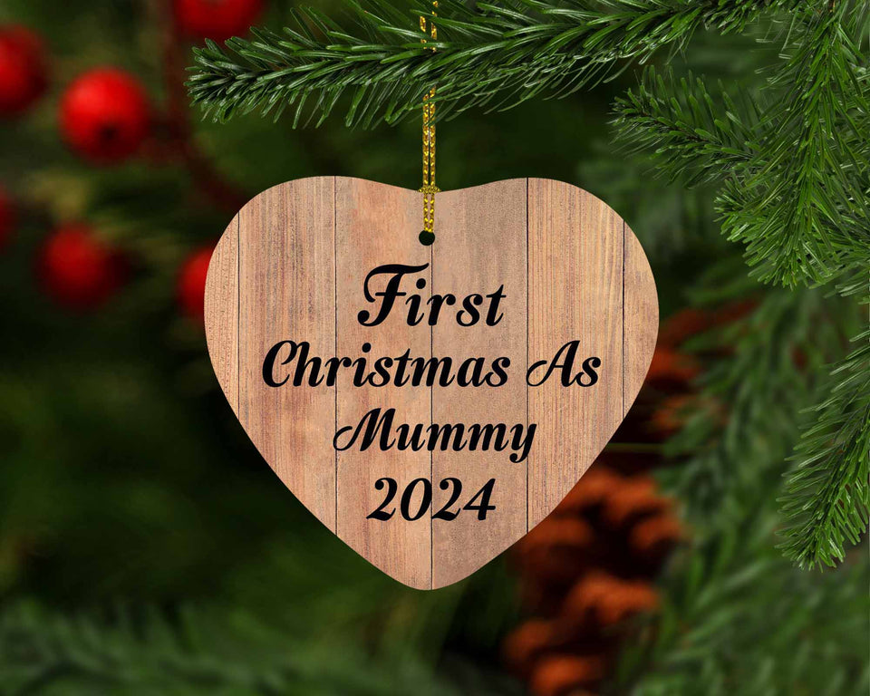First Christmas As Mummy 2024 - Heart Ornament C