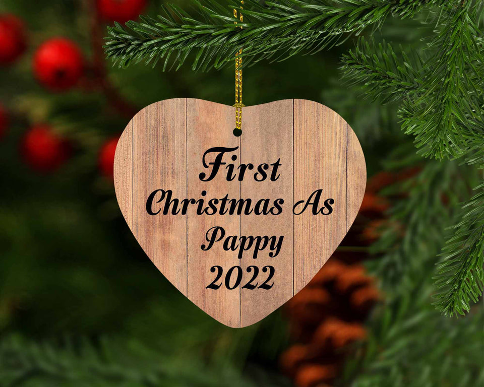First Christmas As Pappy 2022 - Heart Ornament C