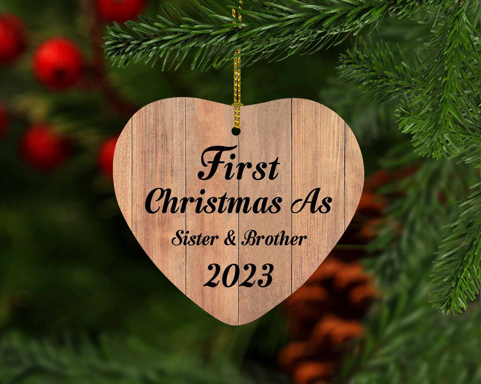 First Christmas As Sister & Brother 2023 - Heart Ornament C