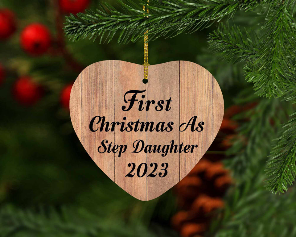First Christmas As Step Daughter 2023 - Heart Ornament C