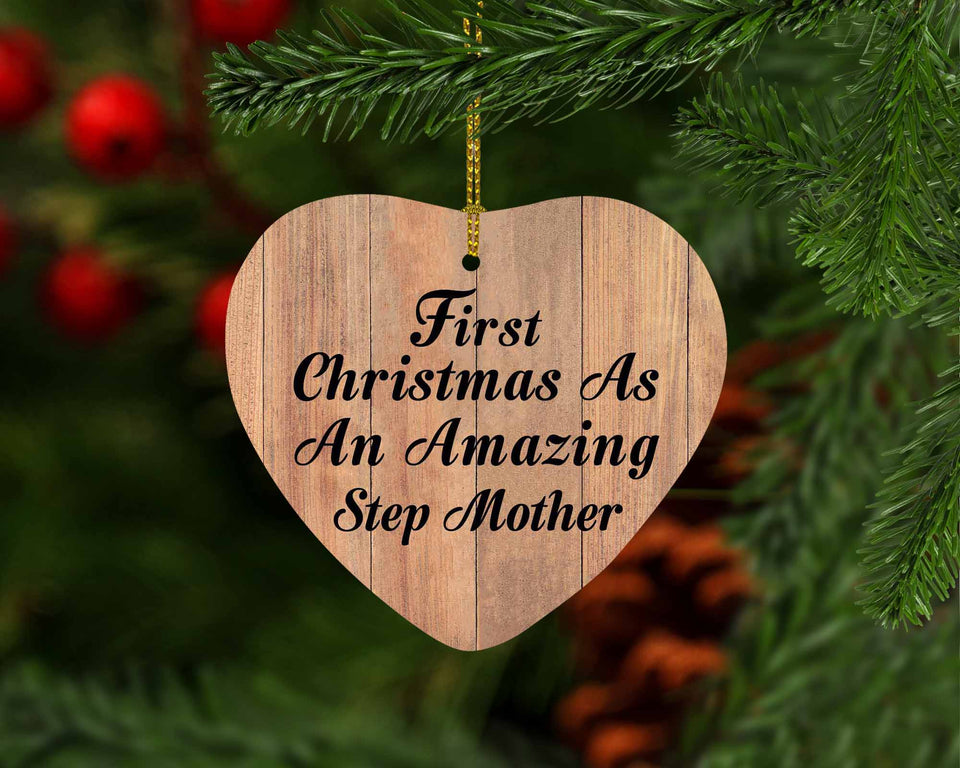 First Christmas As An Amazing Step Mother - Heart Ornament C