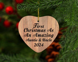 First Christmas As An Amazing Auntie & Uncle 2024 - Heart Ornament C