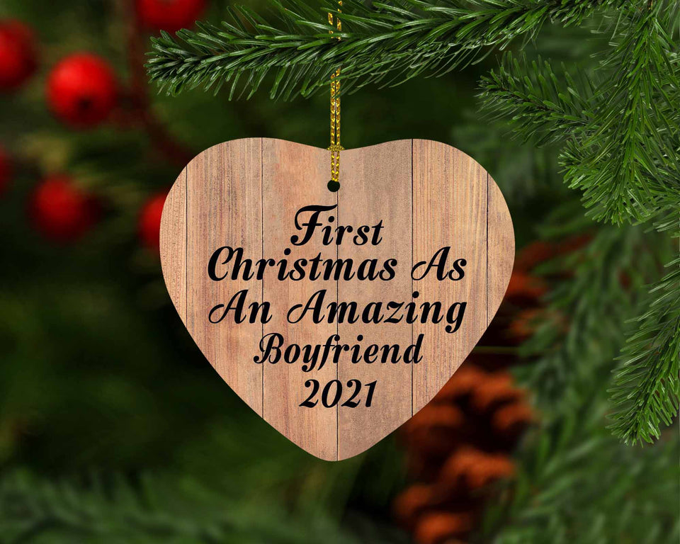 First Christmas As An Amazing Boyfriend 2021 - Heart Ornament C