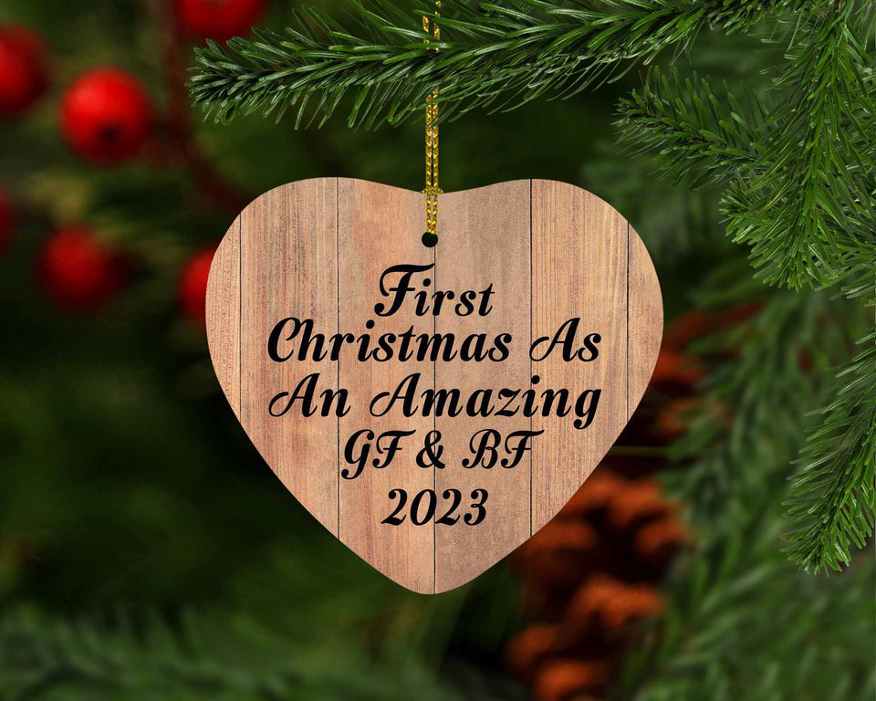First Christmas As An Amazing Gf & Bf 2023 - Heart Ornament C