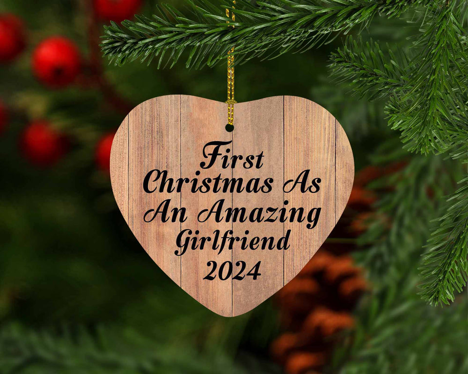 First Christmas As An Amazing Girlfriend 2024 - Heart Ornament C