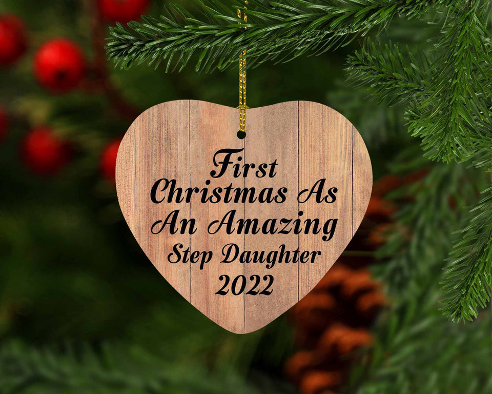 First Christmas As An Amazing Step Daughter 2022 - Heart Ornament C