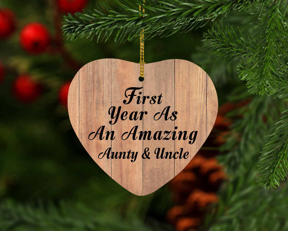 First Year As An Amazing Aunty & Uncle - Heart Ornament C