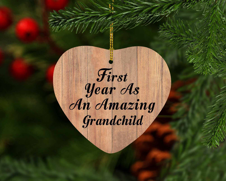 First Year As An Amazing Grandchild - Heart Ornament C
