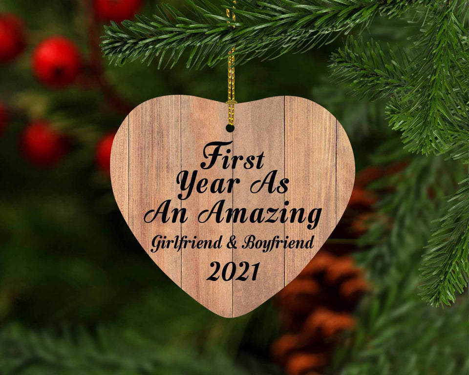 First Year As An Amazing Girlfriend & Boyfriend 2021 - Heart Ornament C