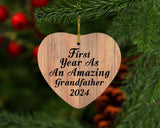 First Year As An Amazing Grandfather 2024 - Heart Ornament C