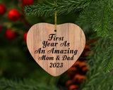 First Year As An Amazing Mom & Dad 2023 - Heart Ornament C