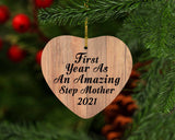 First Year As An Amazing Step Mother 2021 - Heart Ornament C