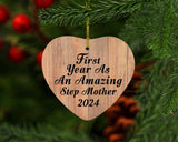 First Year As An Amazing Step Mother 2024 - Heart Ornament C