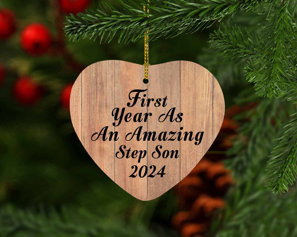 First Year As An Amazing Step Son 2024 - Heart Ornament C
