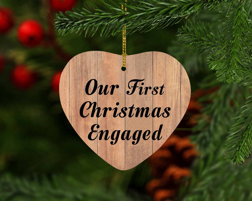 Our First Christmas Engaged - Heart Ornament C