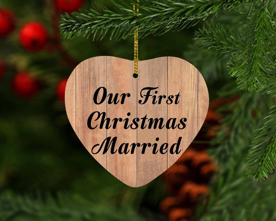 Our First Christmas Married - Heart Ornament C