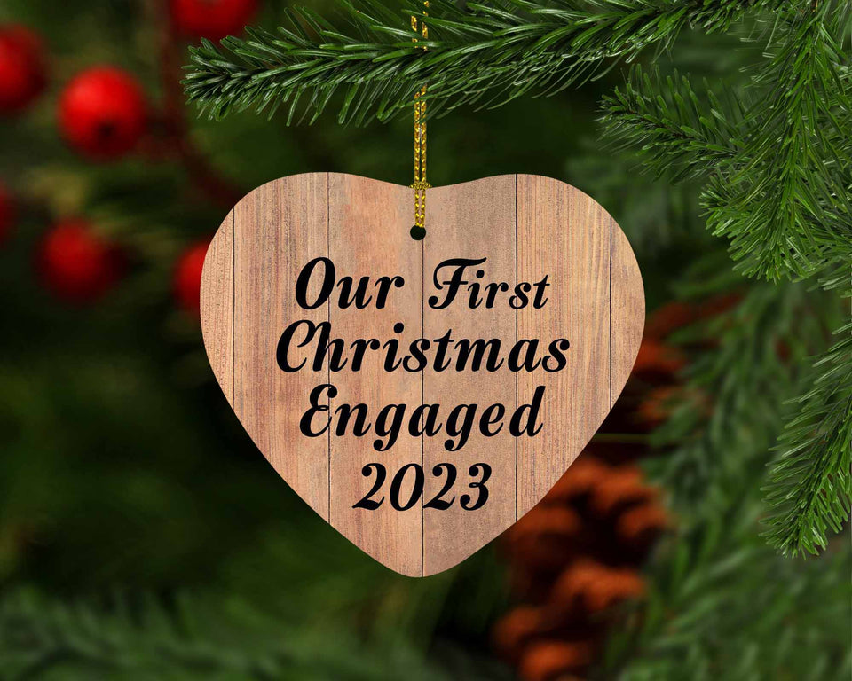 Our First Christmas Engaged 2023 - Heart Ornament C